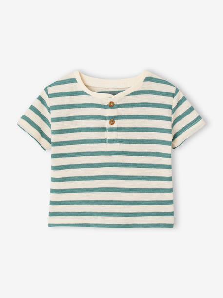 Organic cotton baby t-shirt blue+emerald green 