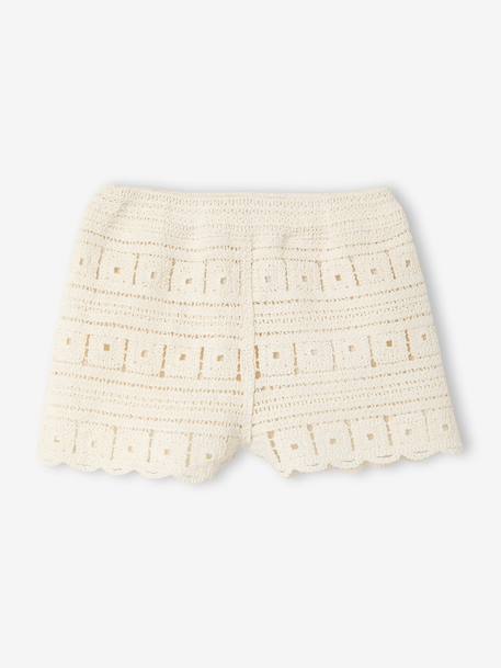 Crochet top and shorts set for baby girls ecru 