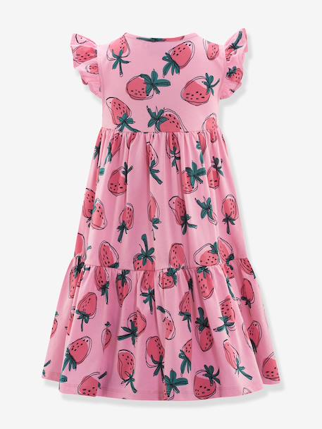 Tiered jersey dress with strawberries Happy Girls for girl sweet pink 