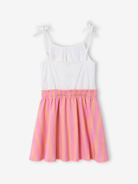 Girls' dress with thin straps navy blue+old rose 