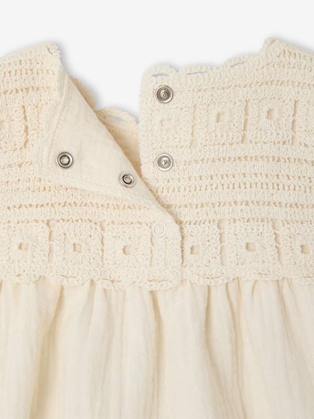 Crochet top and shorts set for baby girls ecru 