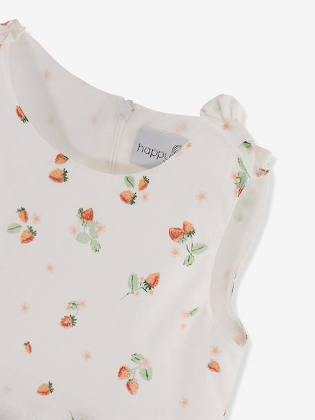 Festive strawberry print dress by Happy Girls for girl ecru 