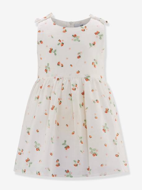 Festive strawberry print dress by Happy Girls for girl ecru 