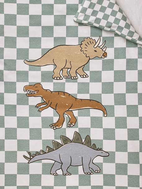Dinosaur sleeping bag for children chequered green 