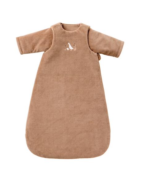 Winter baby sleep bag with detachable sleeves caramel 