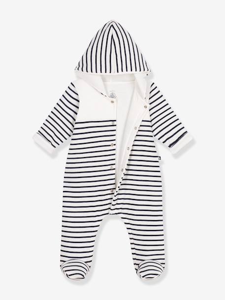 Long hooded baby jumpsuit navy blue 