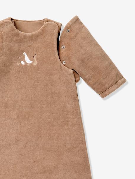 Winter baby sleep bag with detachable sleeves caramel 