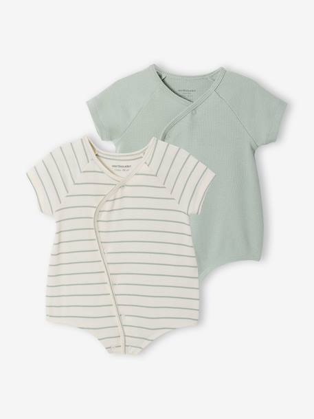 Pack of 2 customisable baby playsuits sage green 