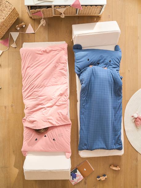Cat Sleeping Bag, with Recycled Cotton rose 
