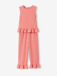 Girls-Set of blouse and frilled trousers 