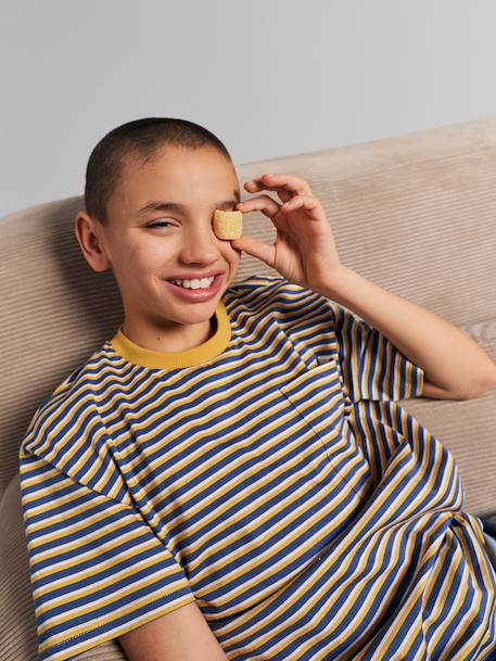 Boy's short-sleeved T-shirt striped blue 