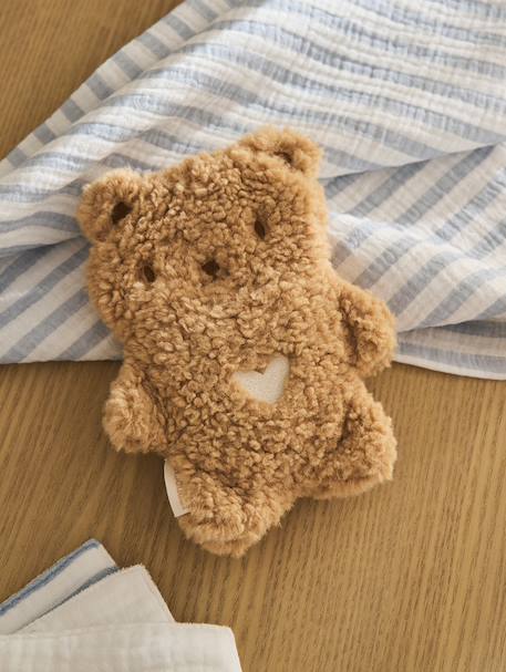 Cuddly Toy Hot Water Bottle navy blue+pecan nut 