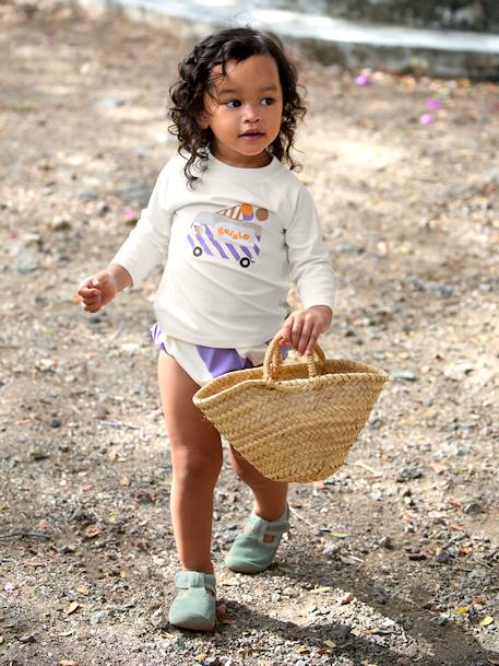 Long-sleeved UV-protection T-shirt for baby white 