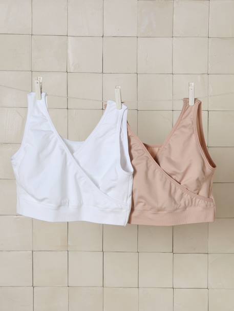 Pack of 2 Seamless Bras in Microfibre, Nursing Special beige+Dark Blue+Grey Anthracite 
