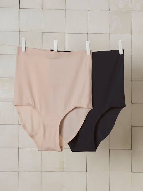 Pack of 2 maternity high-waisted briefs beige 