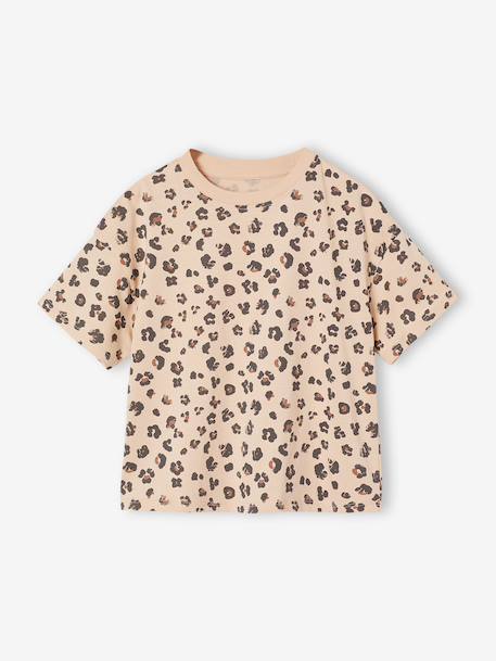 Short-sleeved printed T-shirt for girls anthracite+beige+pale yellow+sandy beige 