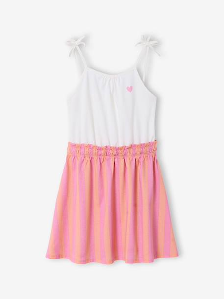 Girls' dress with thin straps navy blue+old rose 