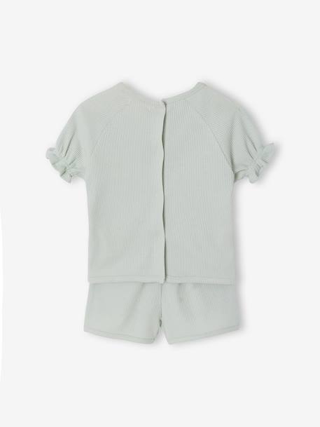 Pack of 2 practical girls' pyjama shorts sage green 