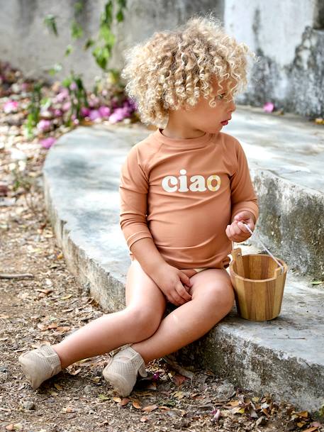 UV-protective long-sleeved T-shirt for baby brown 