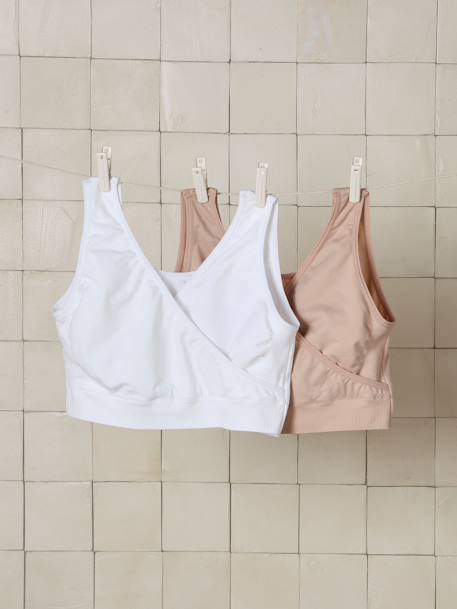 Pack of 2 Seamless Bras in Microfibre, Nursing Special beige+Dark Blue+Grey Anthracite 