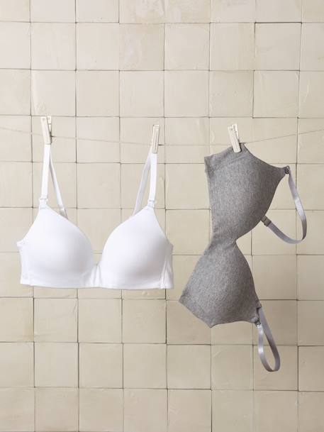 Pack of 2 organic cotton nursing bras marl grey 