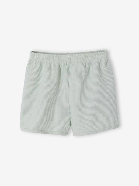 Pack of 2 practical girls' pyjama shorts sage green 