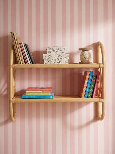 Rattan sun shelf 2 levels wood 