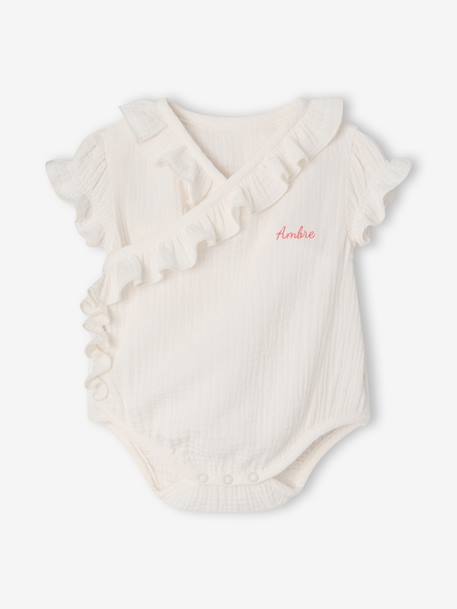 Baby girls' short-sleeved bodysuit ecru 