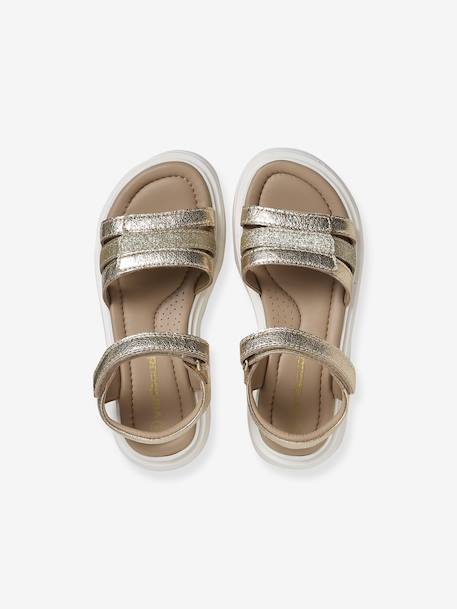 Girls' leather velcro sandals gold 