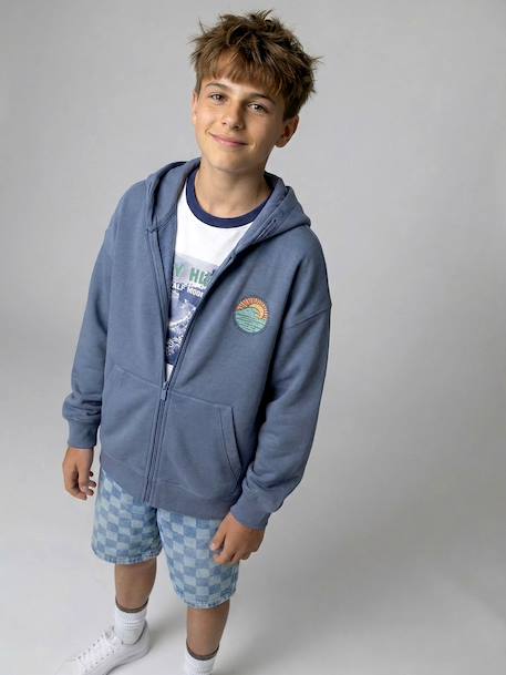 Zipped oversized sweatshirt grey blue 