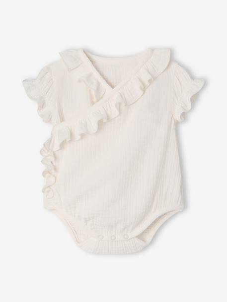 Baby girls' short-sleeved bodysuit ecru 