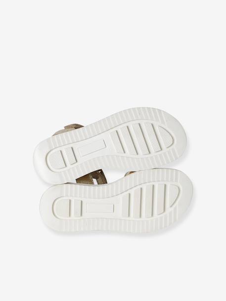 Girls' leather velcro sandals gold 