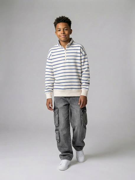 Loose fit denim battle trousers for boys bleached denim+denim grey 