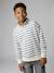 Boy's zipped high neck sweatshirt striped blue 