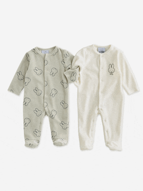 Set of newborn pyjamas for babies Miffy grey green 