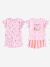Pack of 2 girls' short-sleeved pyjamas rose 