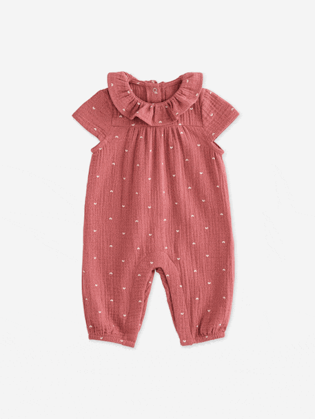 Baby girl's short-sleeved jumpsuit blush 