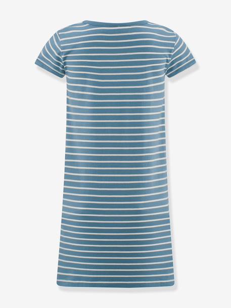 Happy Girls striped dress with unicorn for girl slate blue 