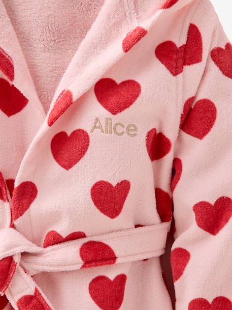 Heart-print cotton dressing gown printed pink 