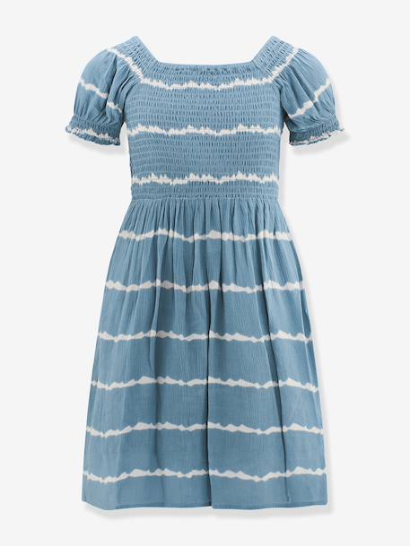 Smocked tie-dye dress Happy Girls for girl slate blue 