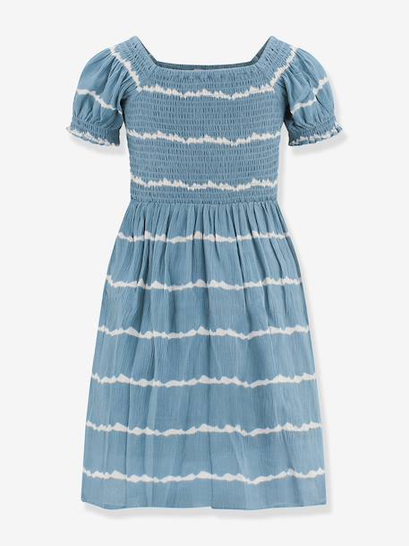Smocked tie-dye dress Happy Girls for girl slate blue 