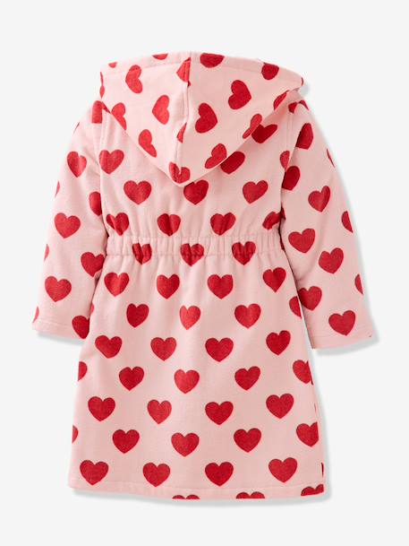 Heart-print cotton dressing gown printed pink 