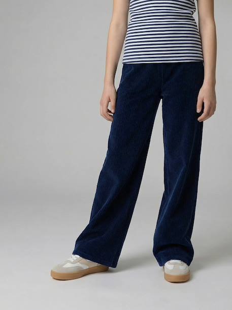 Wide-leg velvet trousers navy blue 