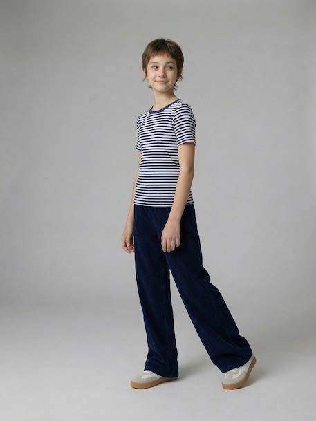 Wide-leg velvet trousers navy blue 