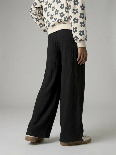 Girl's wide-leg knitted trousers anthracite 