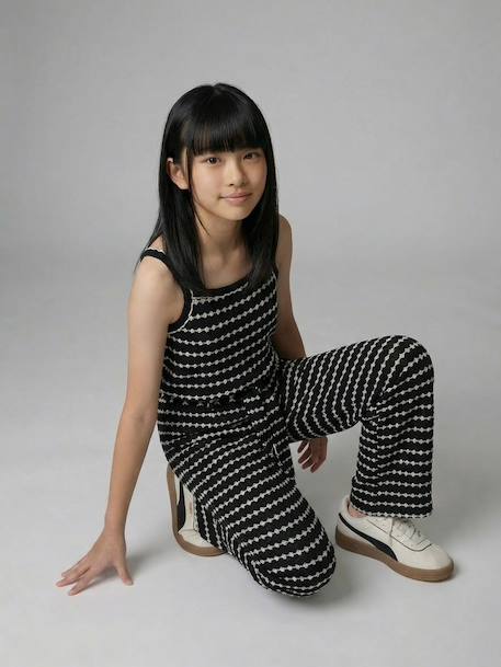 Fancy Knit Strappy Top for Girls, JONEN black+striped black 