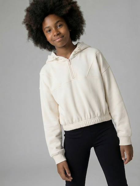 Girl's hooded sweatshirt for sport vanilla 