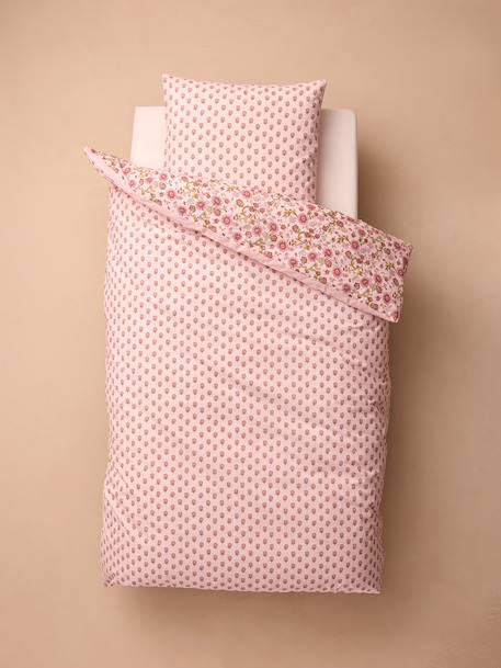 Duvet cover and pillowcase set printed pink 