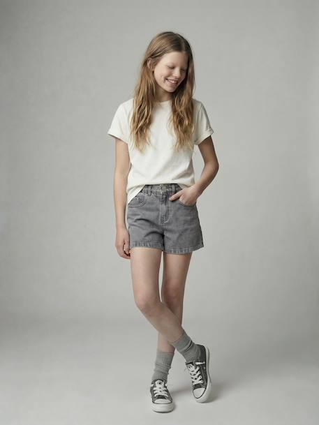 Children's denim cotton shorts denim grey+medium blue 