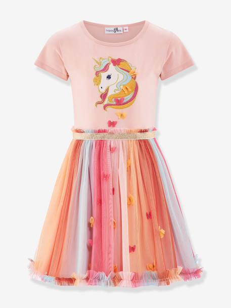 Happy Girls dress with tulle skirt for girl rosy 